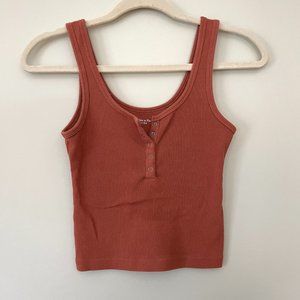 Cropped Soft A&F Ribbed Henley Tank Top